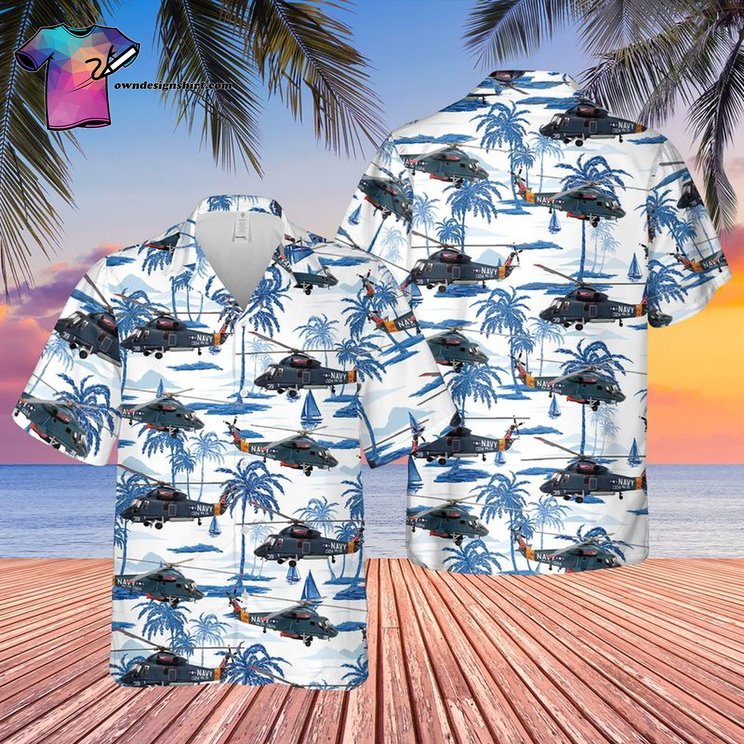 US Navy Kaman SH-2G Super Seasprite Hawaiian Shirt And Beach Shorts