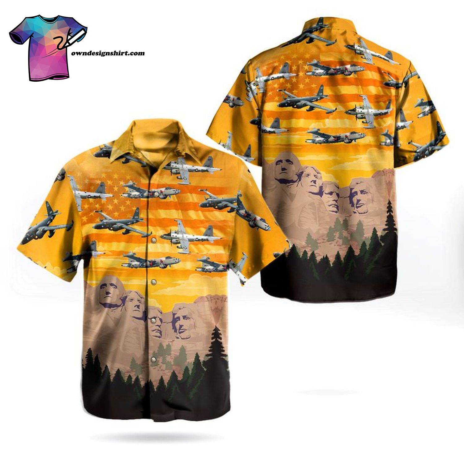 US Navy Lockheed P-2 Neptune  Mount Rushmore Independence Day Summer Hawaiian Shirt