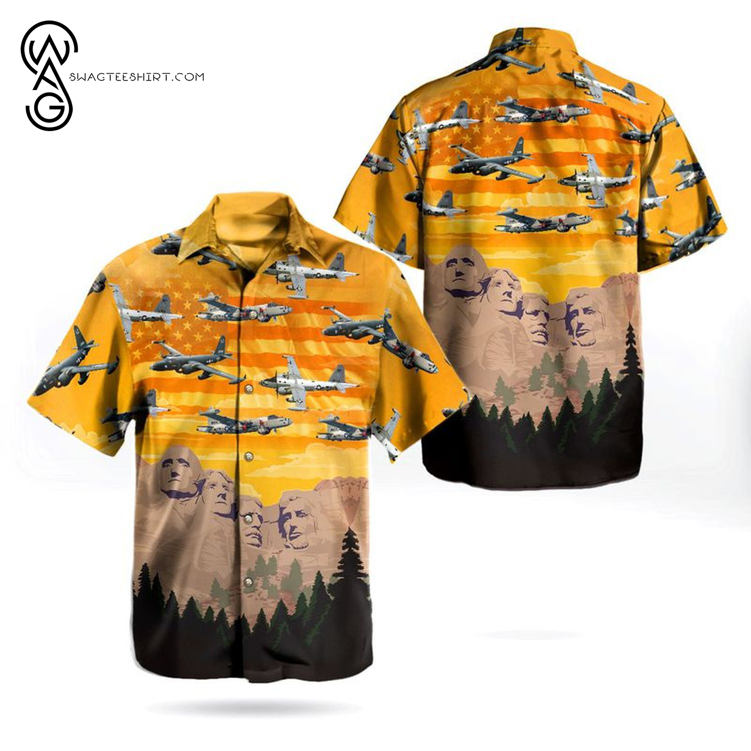 US Navy Lockheed P-2 Neptune Independence Day Mt Rushmore All Over Print Hawaiian Shirt