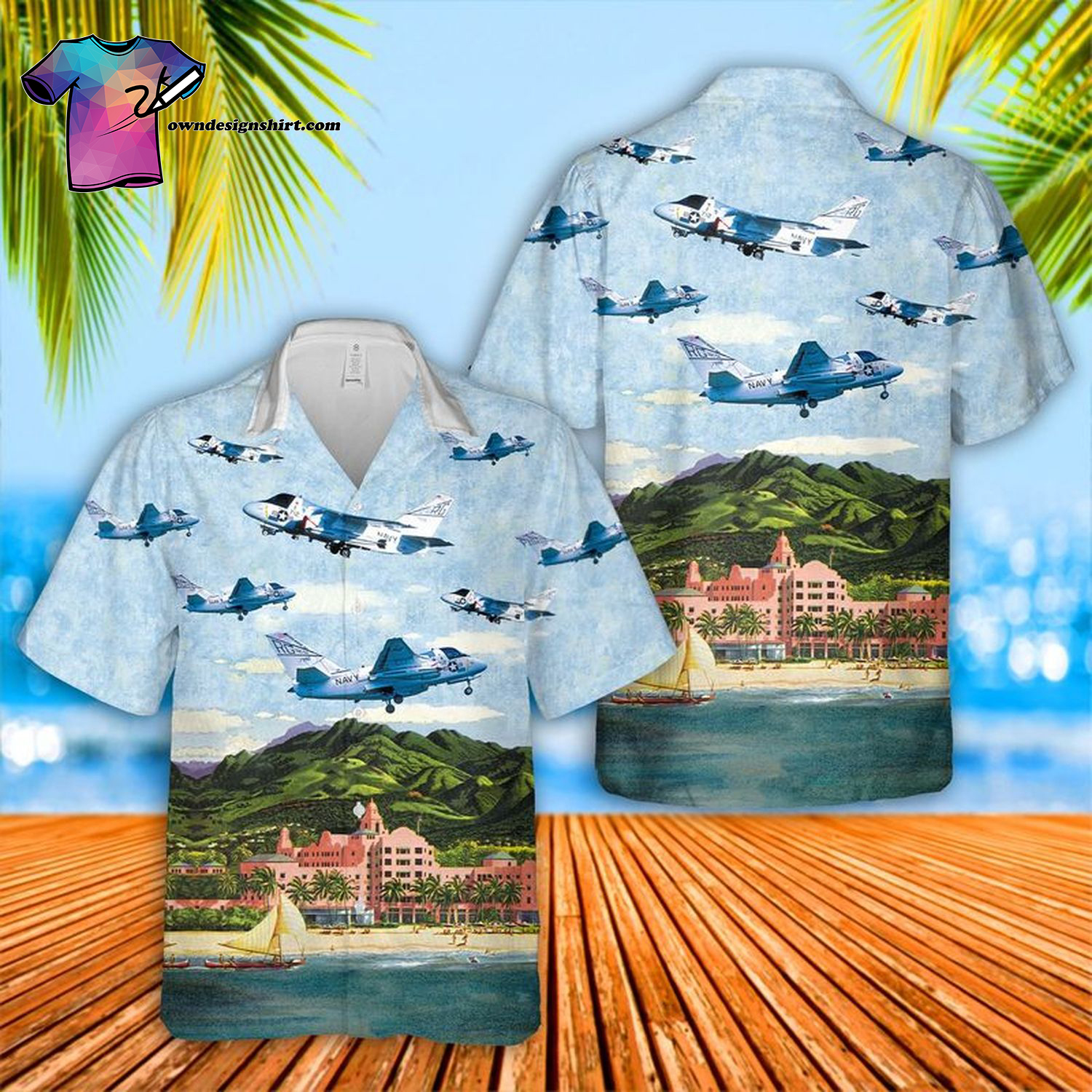 US Navy Lockheed US-3A Viking Of VRC-50 Full Printing Hawaiian Shirt