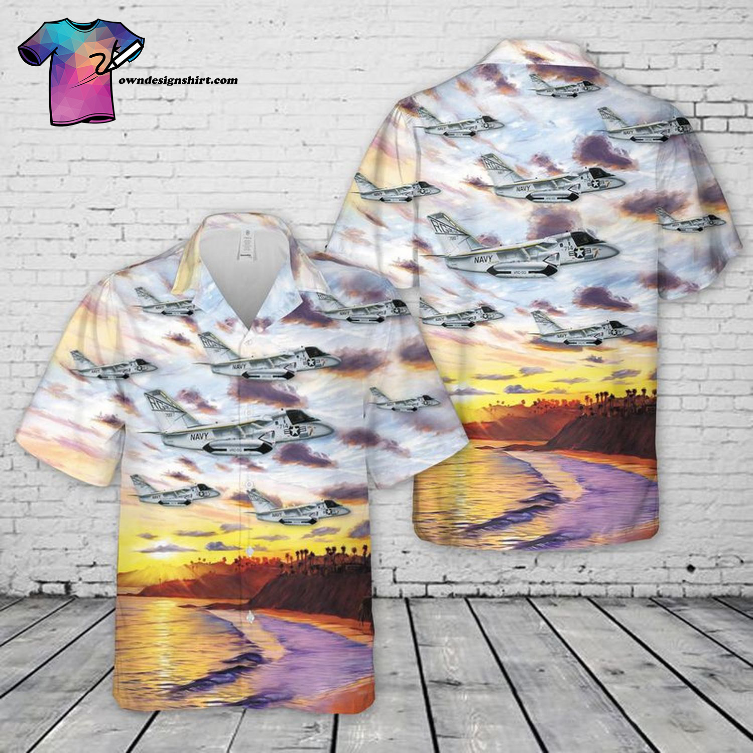 US Navy Lockheed S-3 Viking Of VS-37 All Over Print Hawaiian Shirt