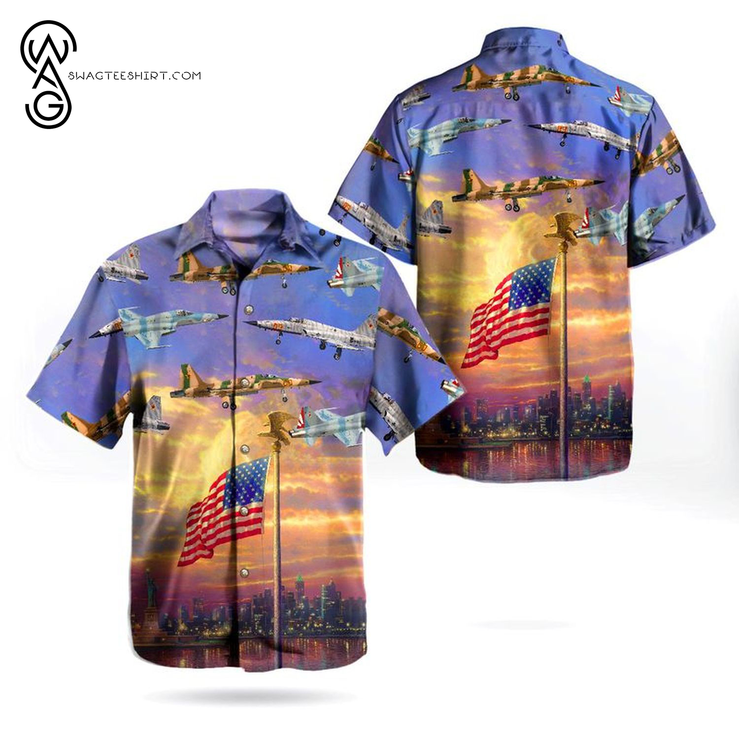 US Navy Northrop Grumman E-2 Hawkeye Independence Day Niagara Falls All Over Print Hawaiian Shirt