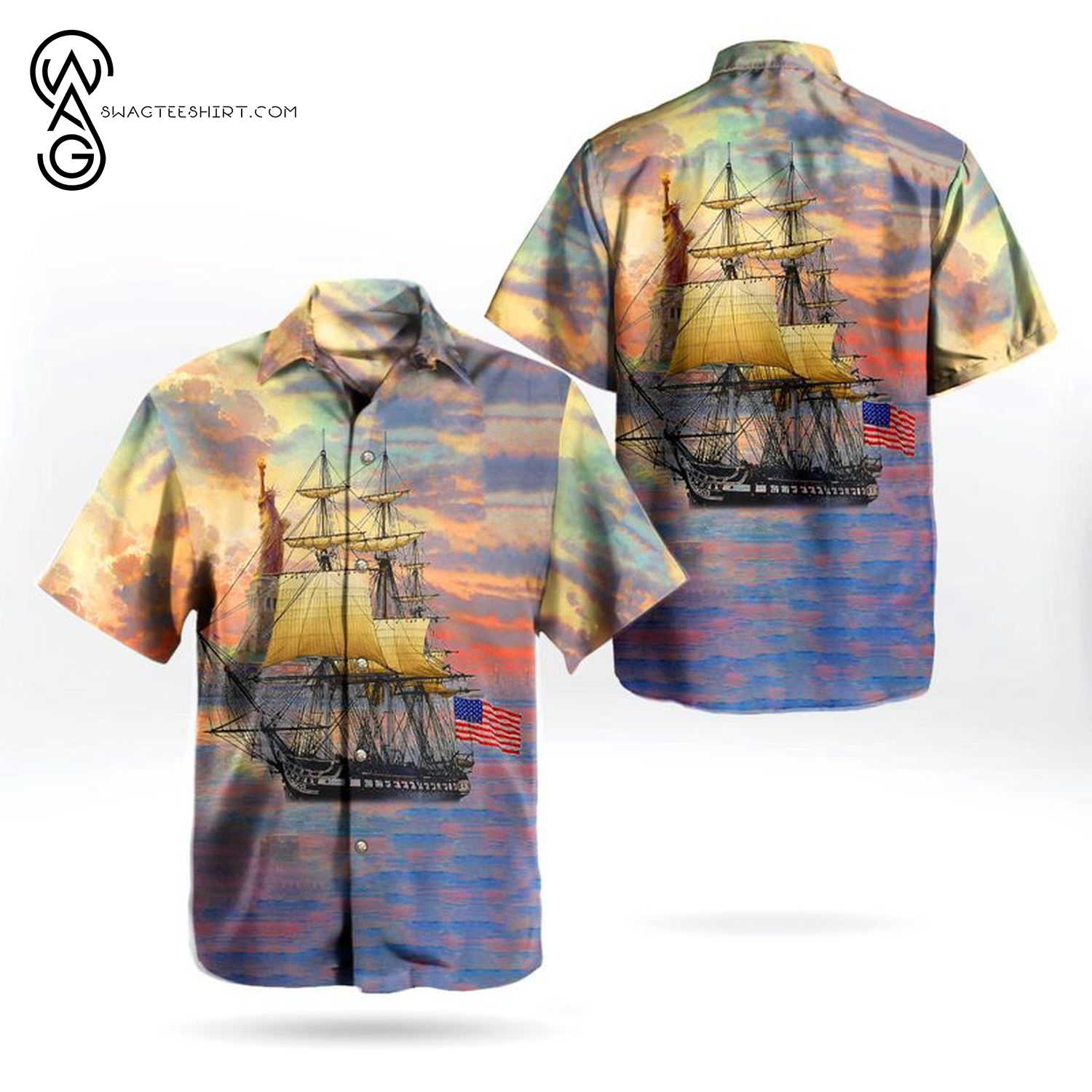 US Navy USS Constitution Summer Vacation Hawaiian Shirt