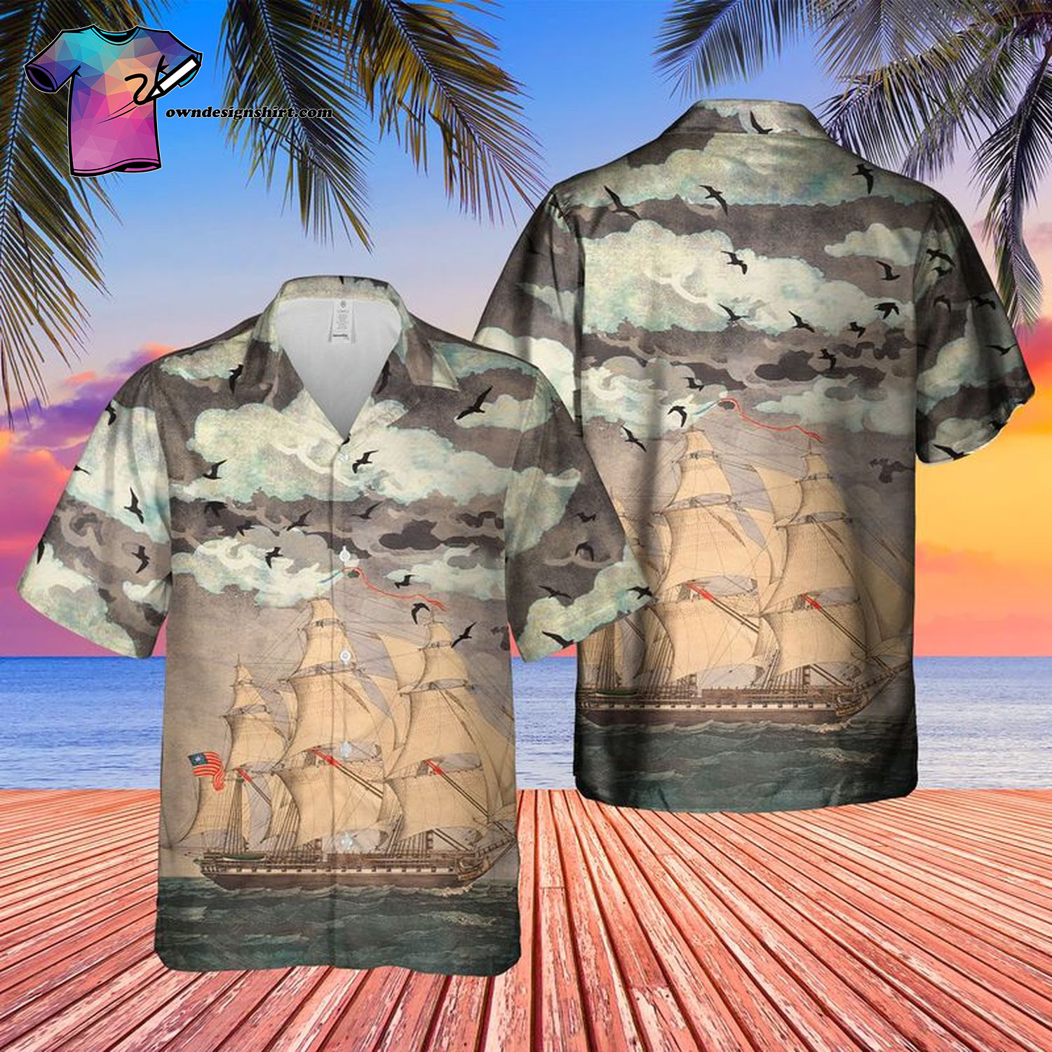 US Navy USS Constitution Independence Day Summer Hawaiian Shirt