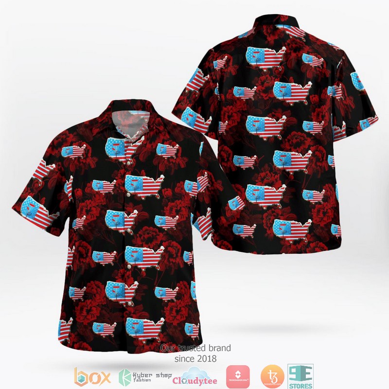 USA Flag Pontoon Hawaiian Shirt