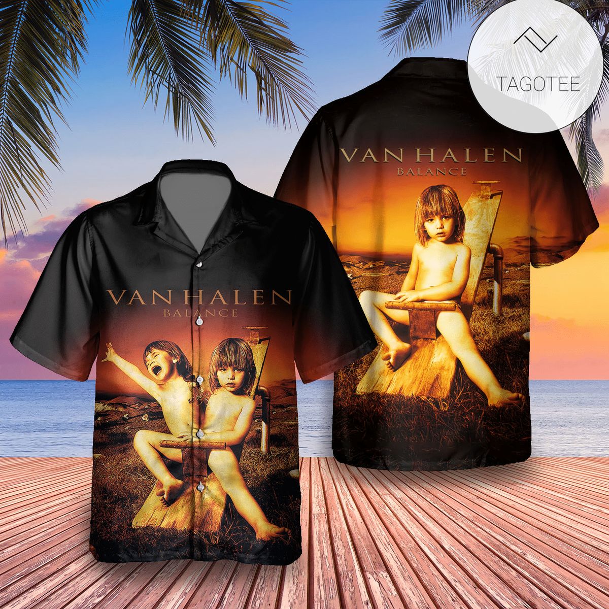 Van Halen Balance Album Cover Black Hawaiian Shirt