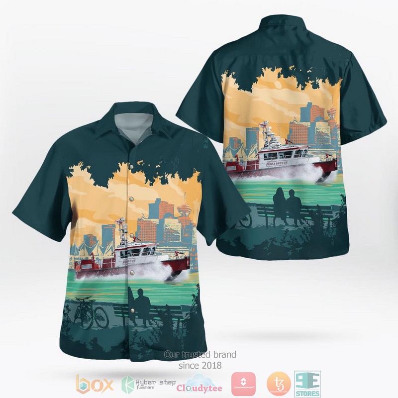 Vancouver British Columbia Canada Vancouver Fire and Rescue Services Fireboat 1 Aloha Shirt