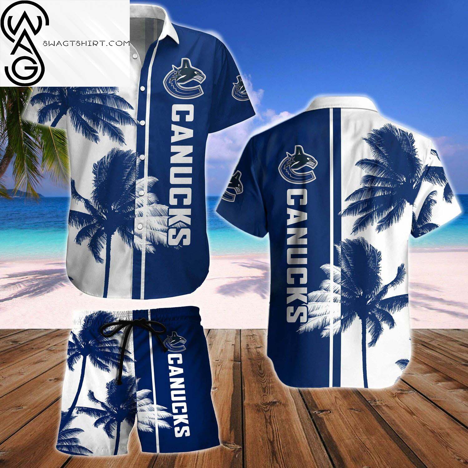 Vancouver Canucks Floral Hawaiian Shirt And Beach Shorts