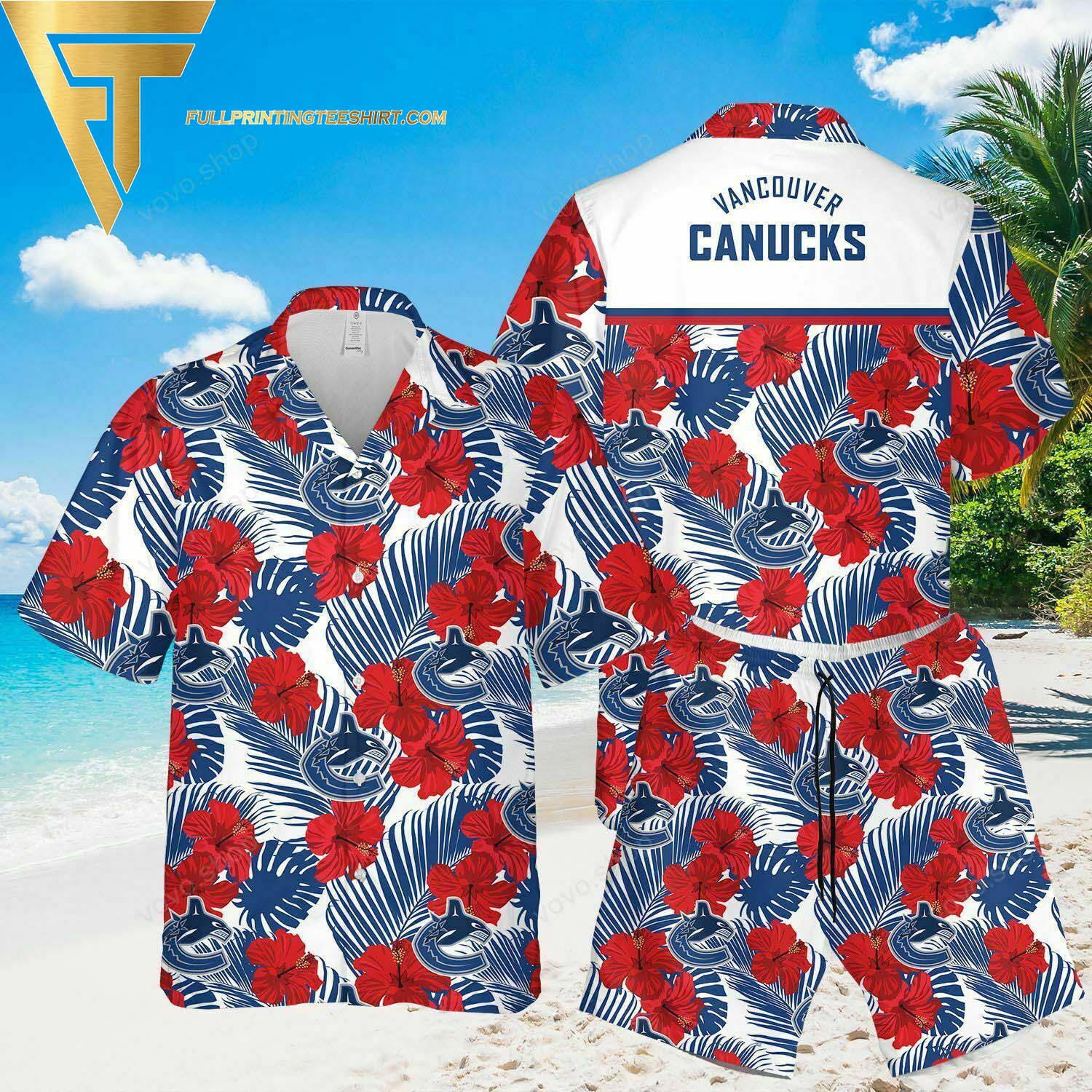 Vancouver Canucks All Over Print Hawaiian Shirt And Beach Shorts