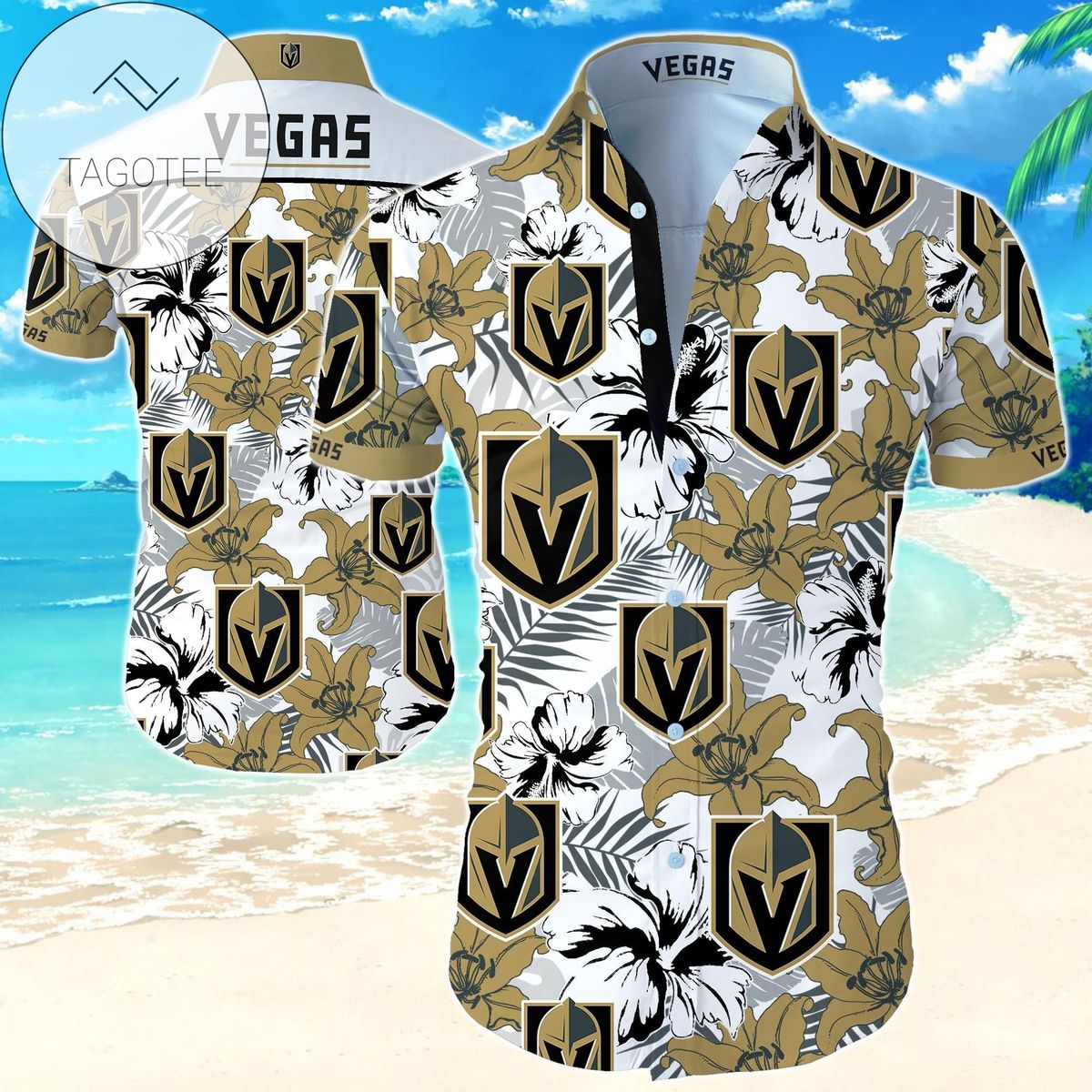 Vegas Golden Knights Nhl Mens Hawaiian Button Up Shirt