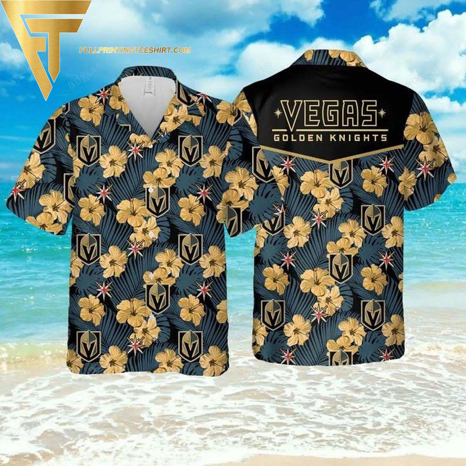 Vegas Golden Knights All Over Print Hawaiian Shirt And Beach Shorts