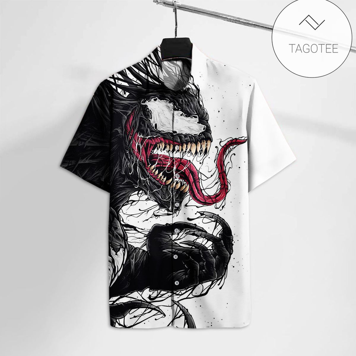 Venom Hawaiian Shirt Marvel Comics Venom Hawaii Tshirt White & Black Aloha Shirt