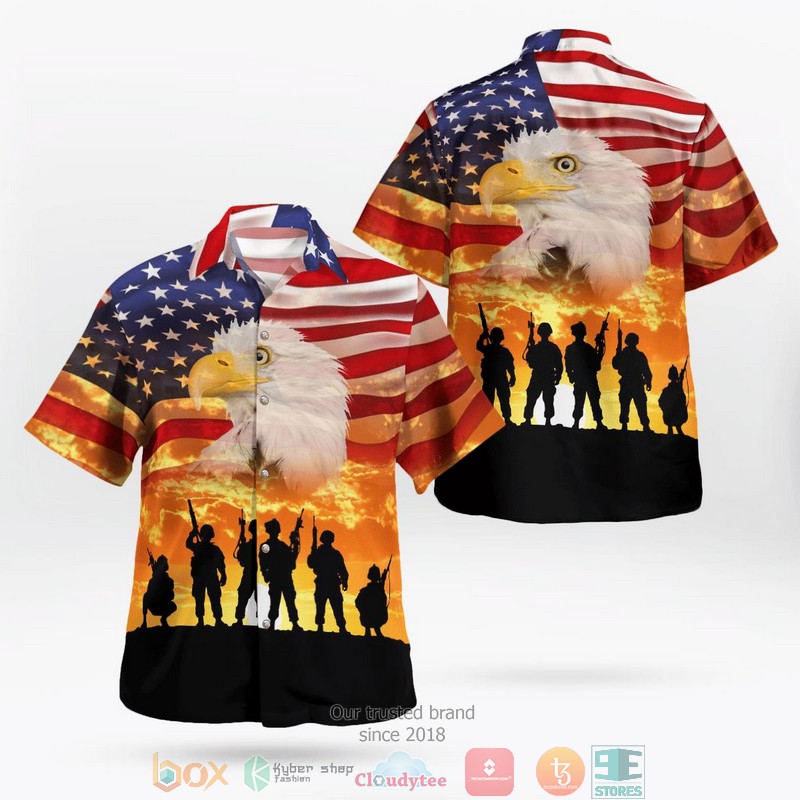 Veteran Army American Flag Short Sleeve Hawaiian shirt