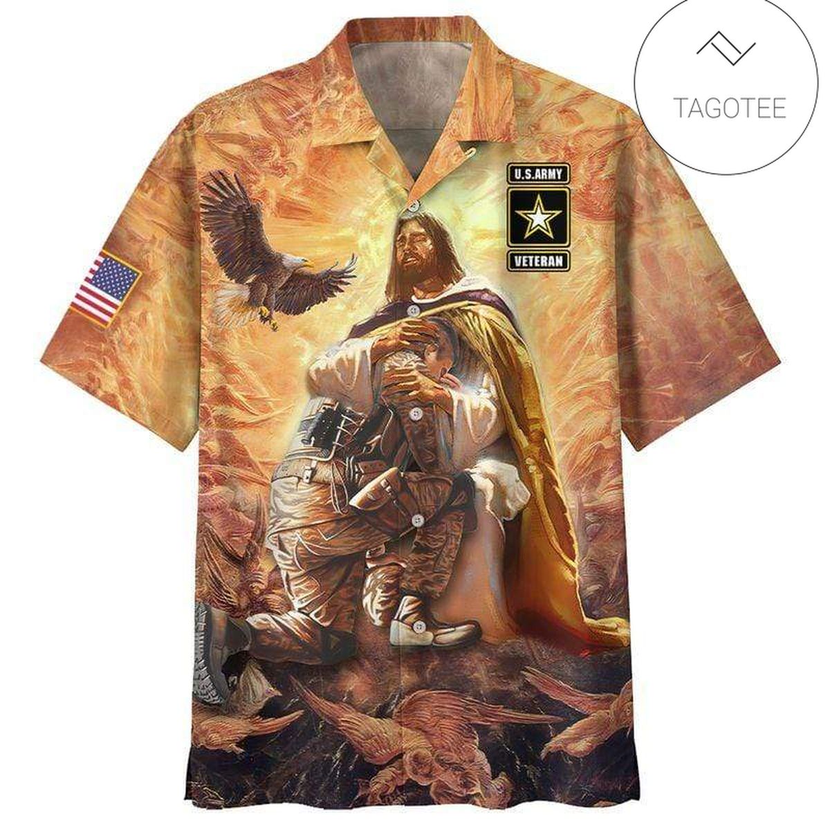 Veteran Hawaii Shirt Jesus Soldier Stand For The Flag Kneel For The Fallen Hawaiian Shirt