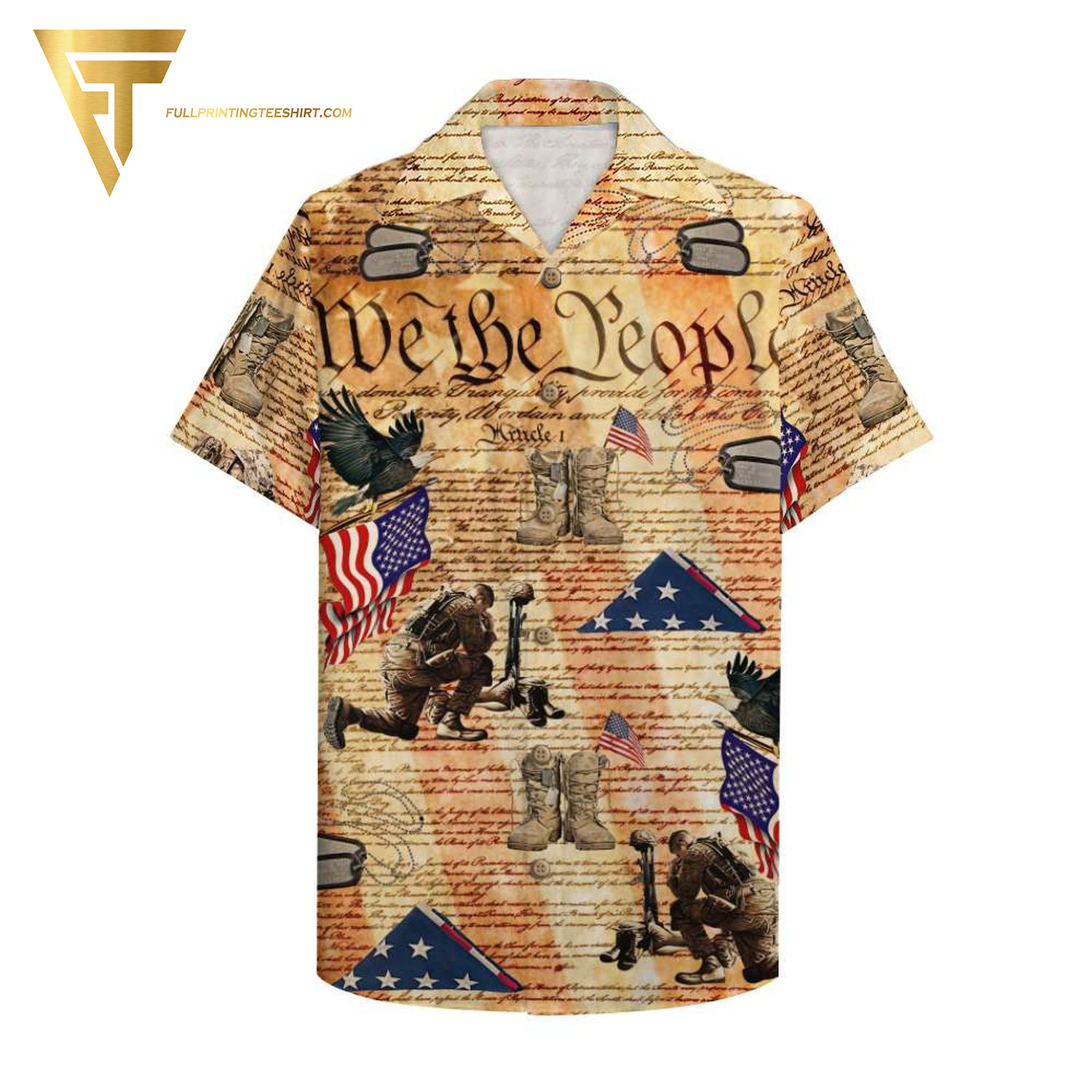 Veteran Eagle We The People Full Printing Hawaiian Shirt