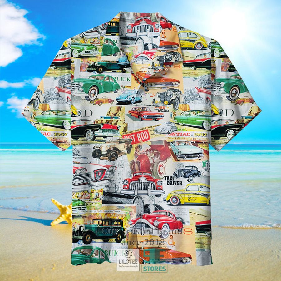 Vintage Car Route 66 Print Hawaiian Shirt