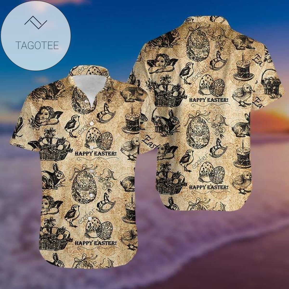 Vintage Happy Easter Unisex Hawaiian Shirts