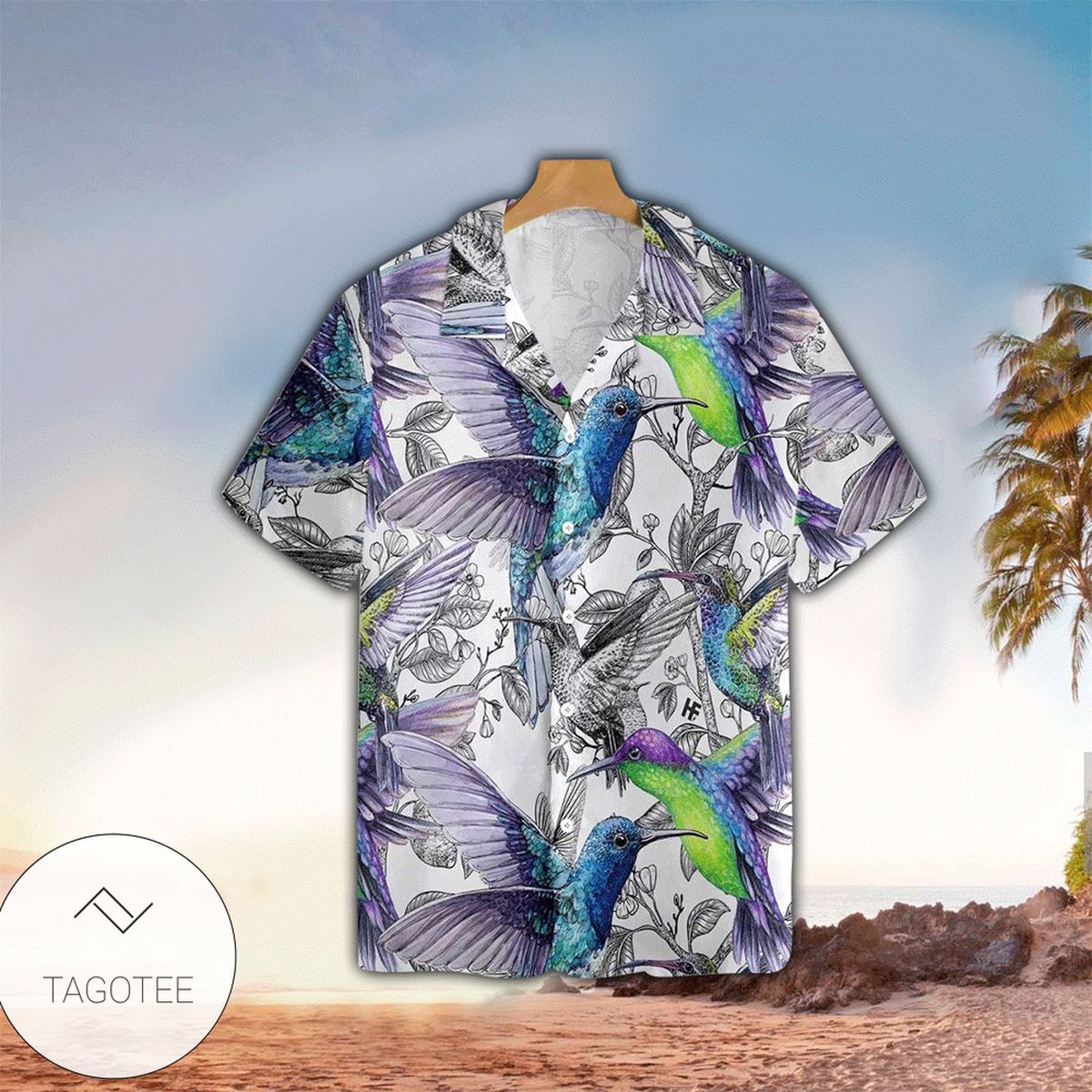 Vintage Jeep Car Tropical Summer Hawaiian Graphic Print Short Sleeve Hawaiian Shirt