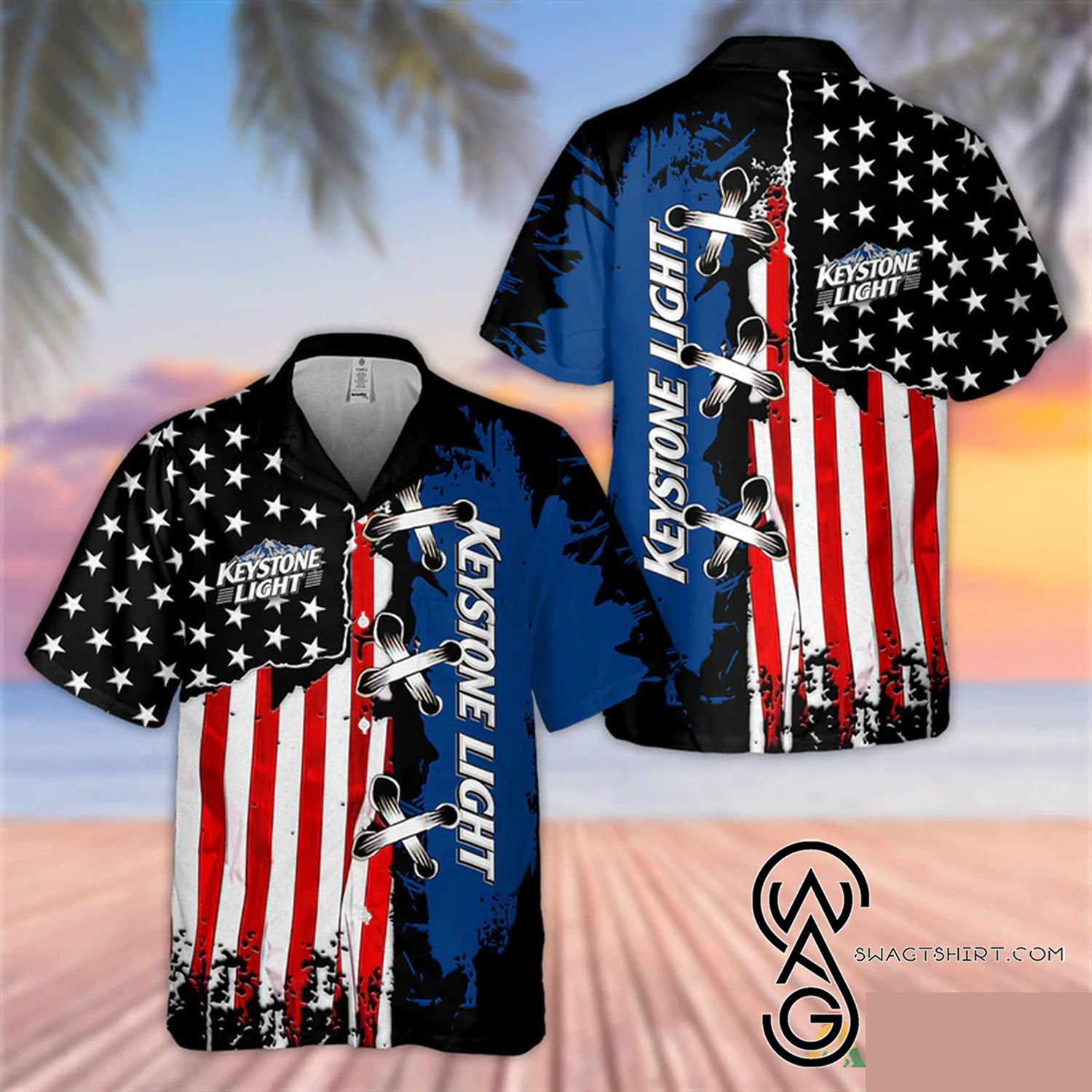 Vintage USA Flag Michelob Ultra Beer Summer Vibes Hawaiian Shirt