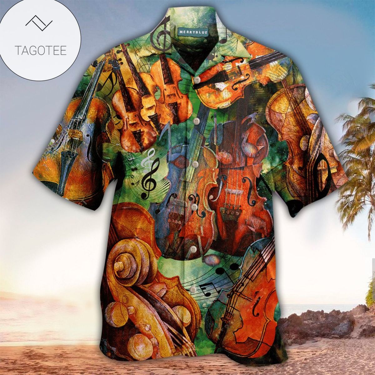 Violin Hawaiian Shirt Violin Button Up Shirt