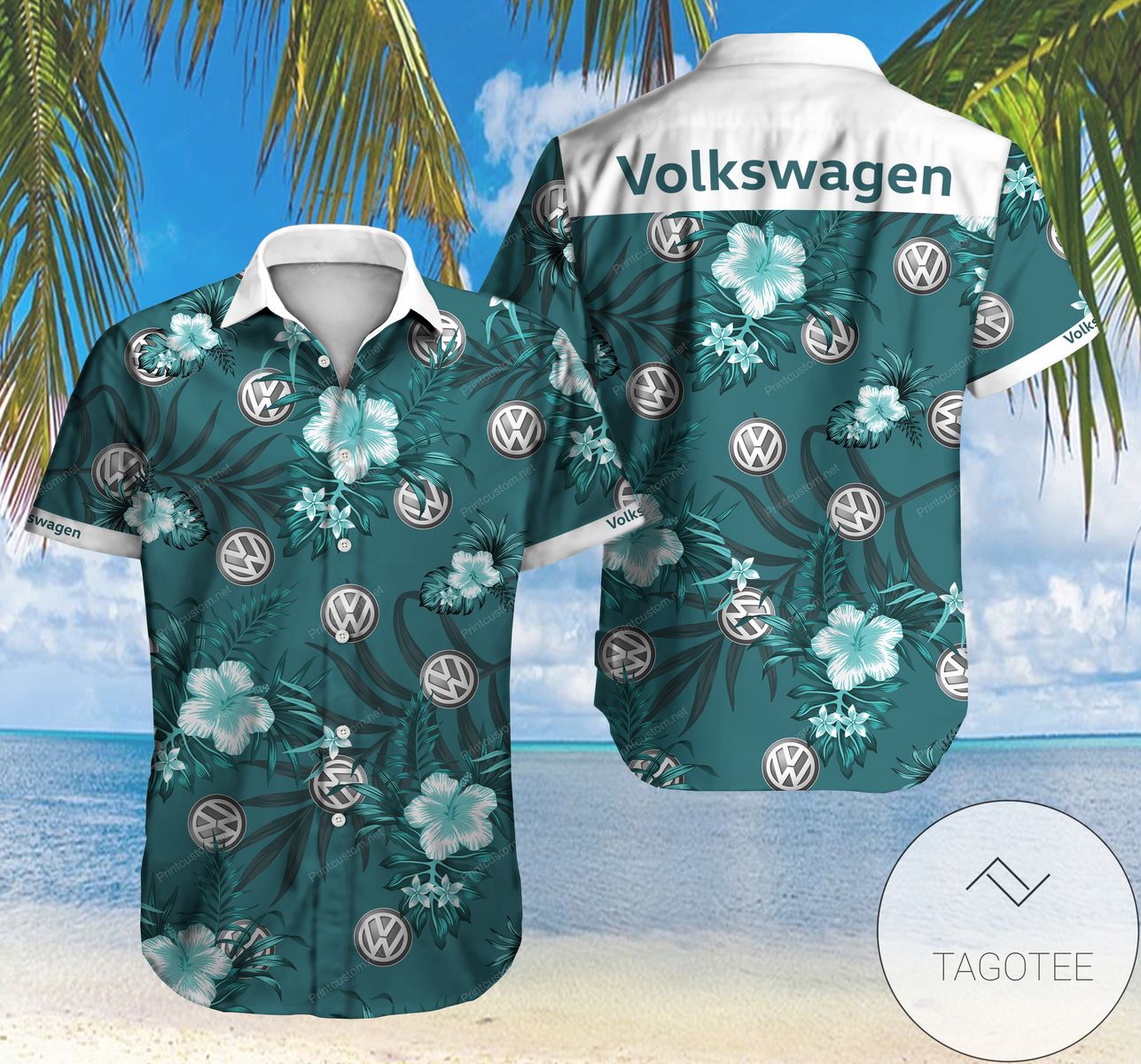 Volkswagen Hawaii Graphic Print Short Sleeve Hawaiian Casual Shirt