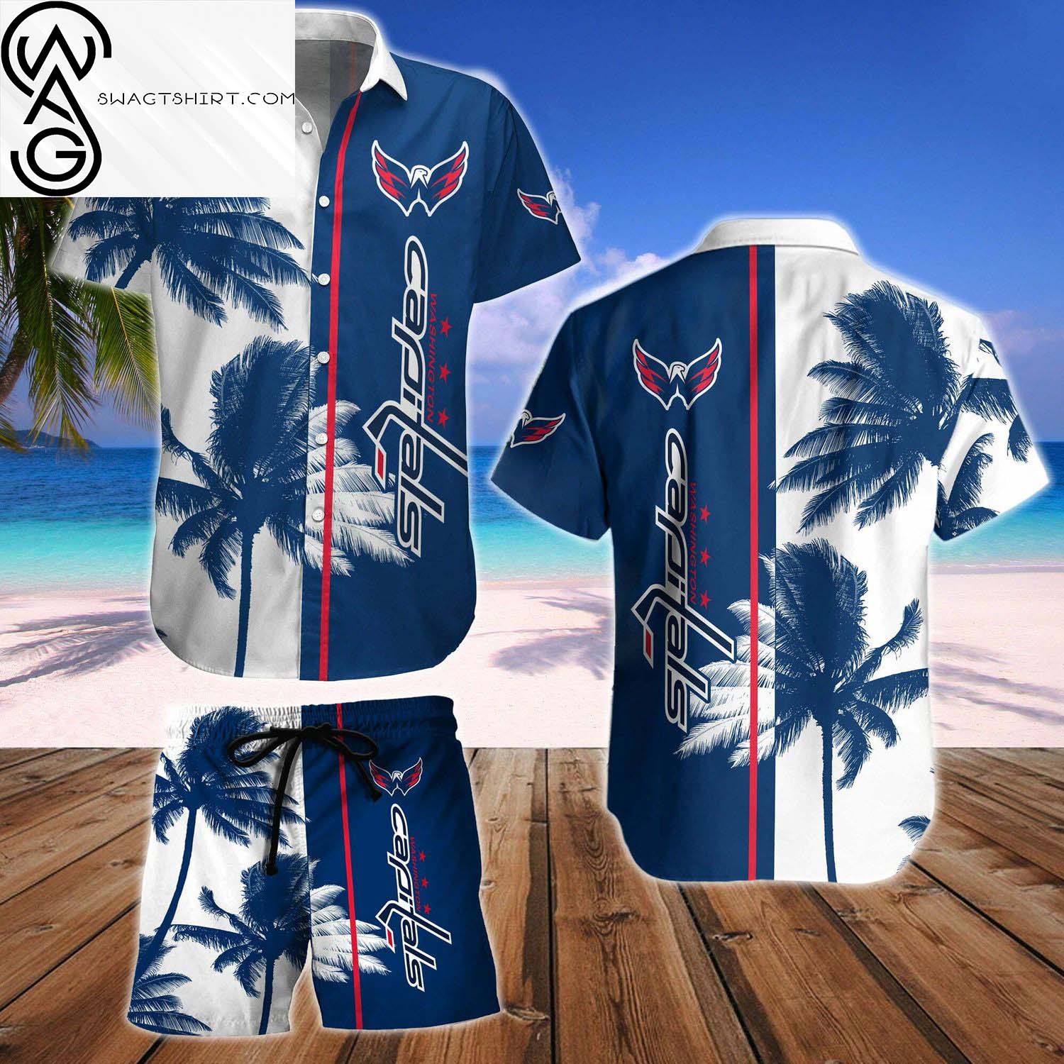 Washington Capitals Hawaiian Shirt And Beach Shorts