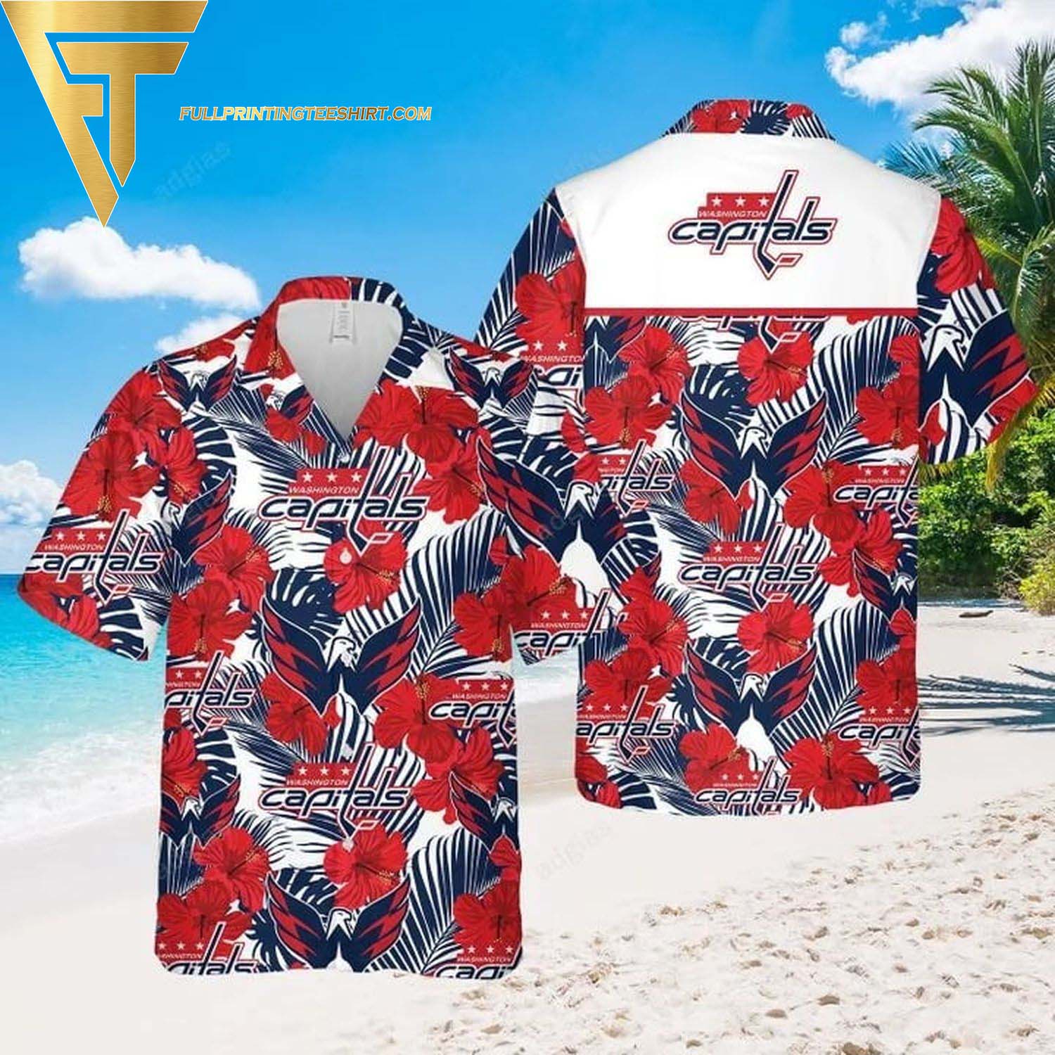 Washington Capitals All Over Print Hawaiian Shirt And Beach Shorts