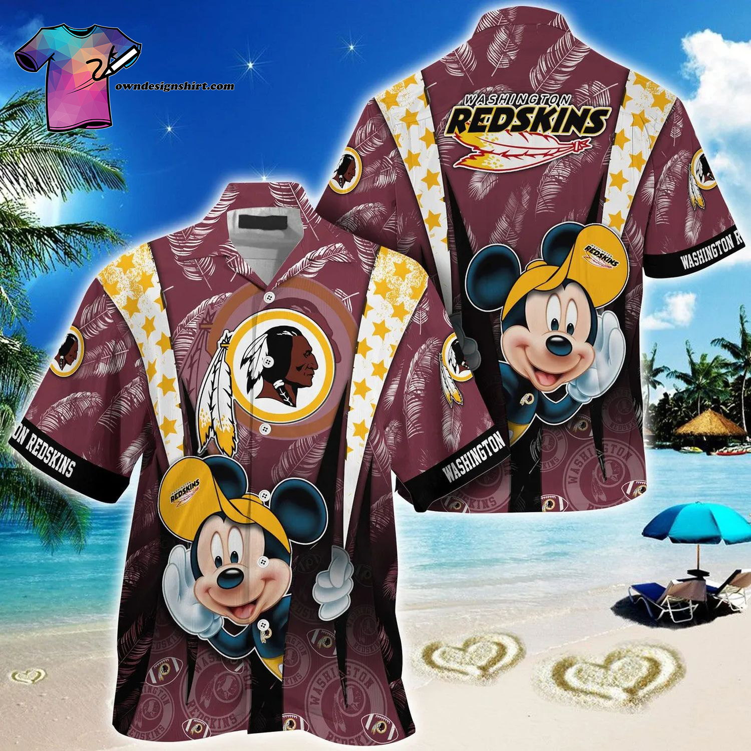 Washington Commanders And Mickey Mouse Sports Fan All Over Print Hawaiian Shirt