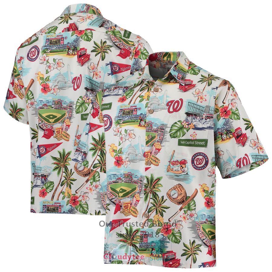 Washington Nationals Reyn Spooner Scenic White Hawaiian Shirt