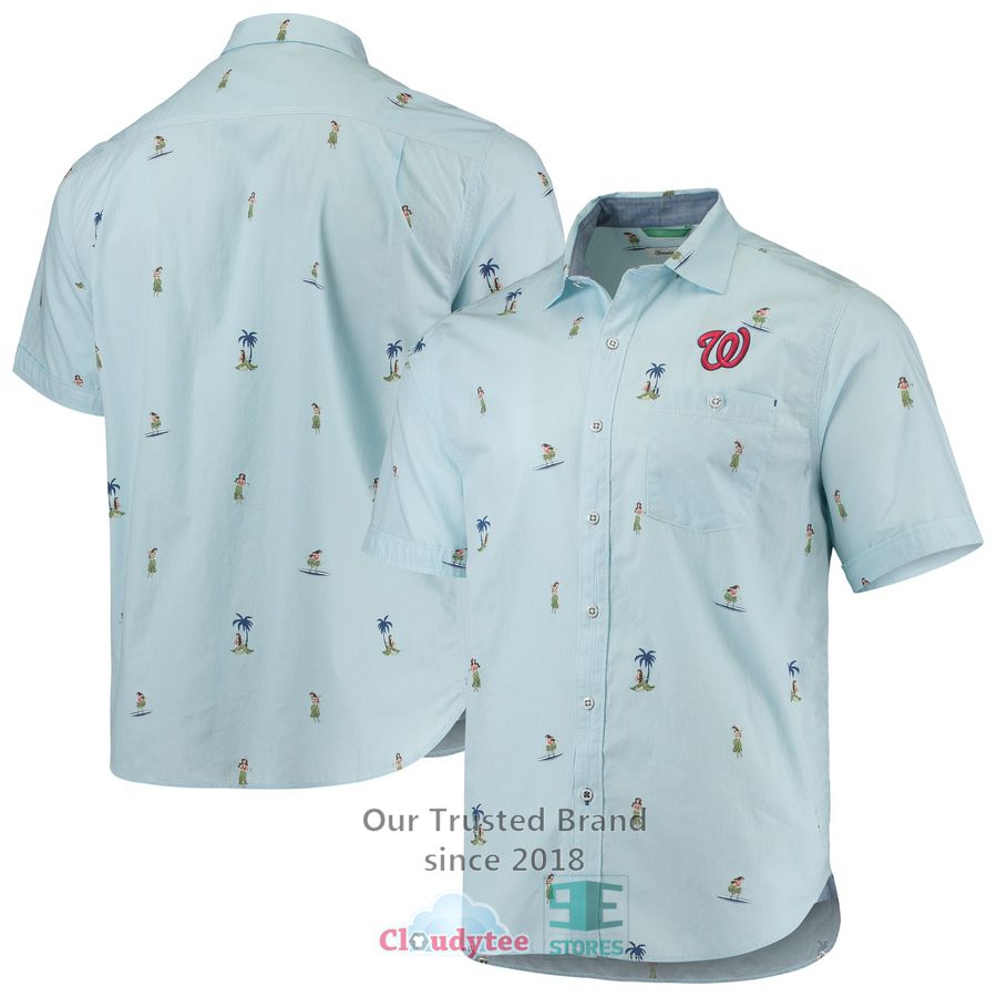 Washington Nationals Tommy Bahama Hula All Day Light Blue Hawaiian Shirt