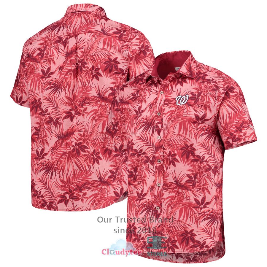 Washington Nationals Tommy Bahama Sport Reign Forest Fronds Red Hawaiian Shirt