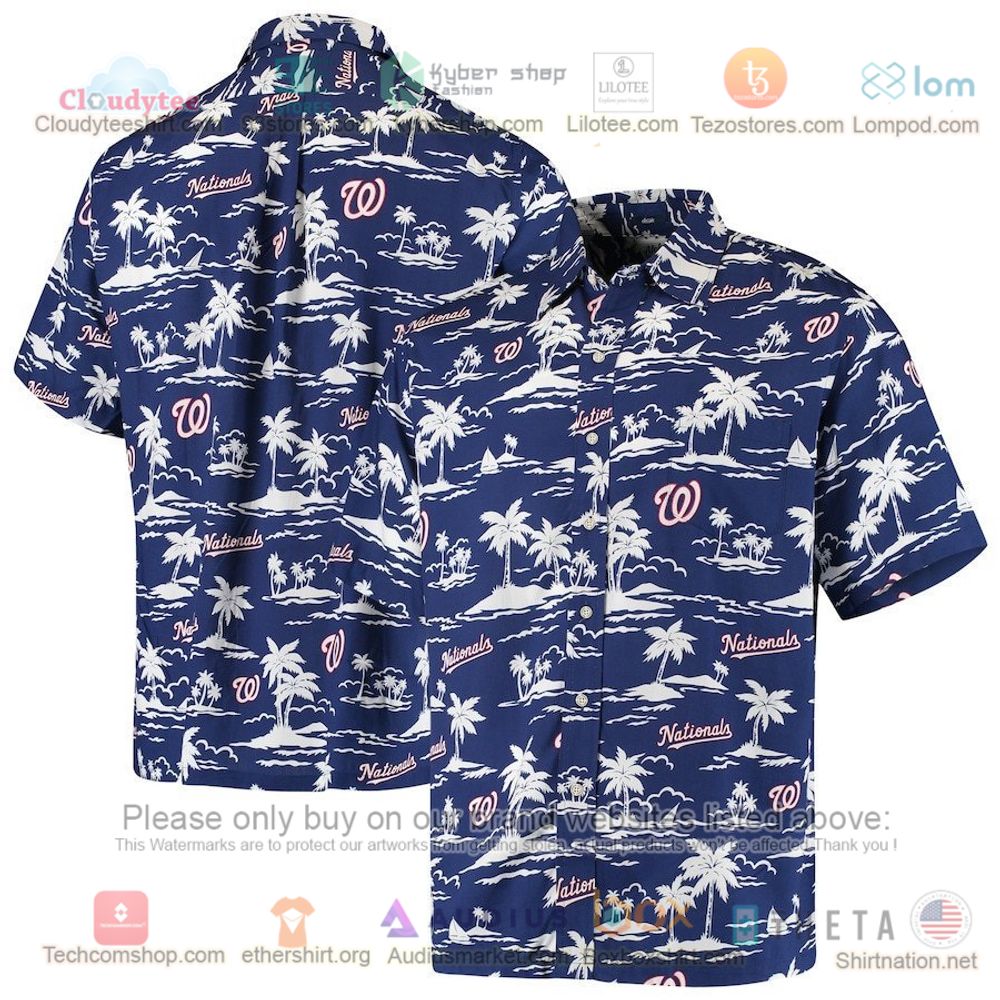 Washington Nationals FOCO Women’s Floral Button Up Navy Hawaiian Shirt