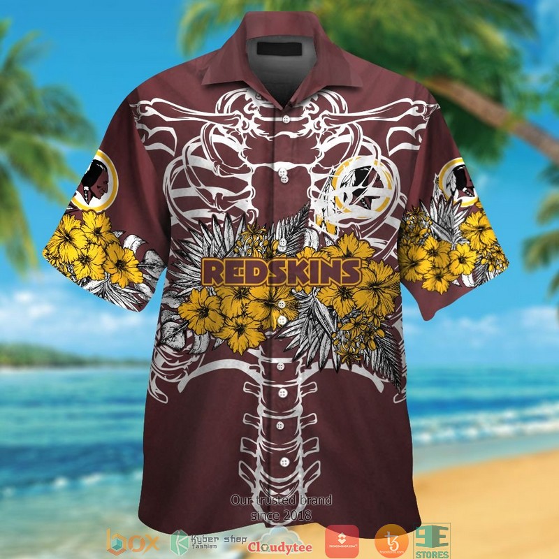 Washington Redskins backbone hibiscus Hawaiian Shirt, Short