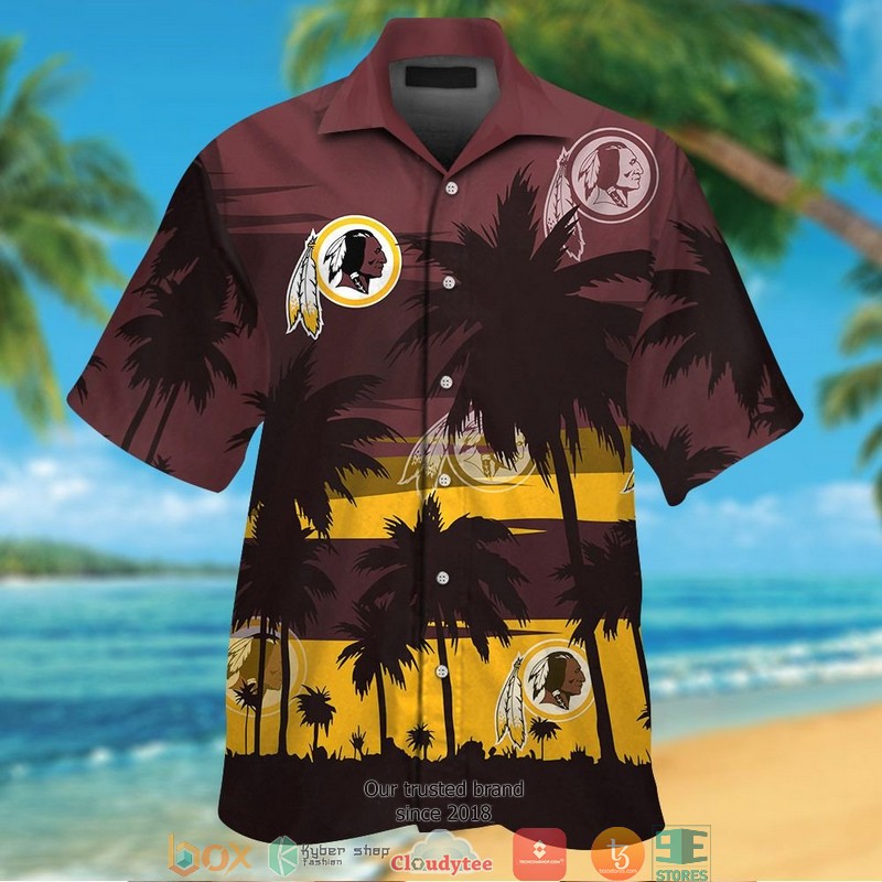 Washington Redskins coconut island night moon Hawaiian Shirt, Short