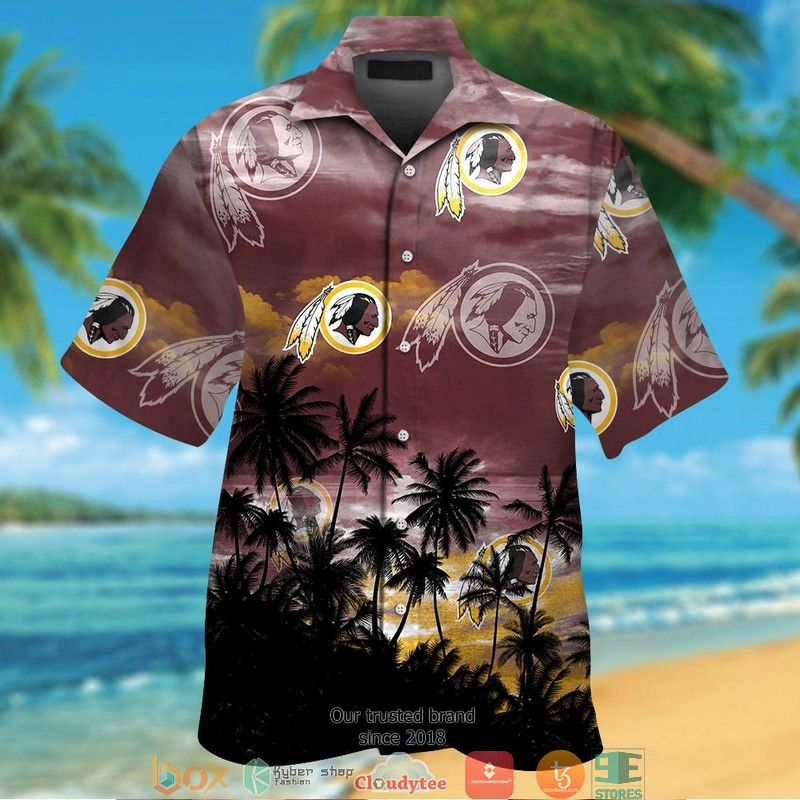 Washington Redskins backbone hibiscus Hawaiian Shirt, Short