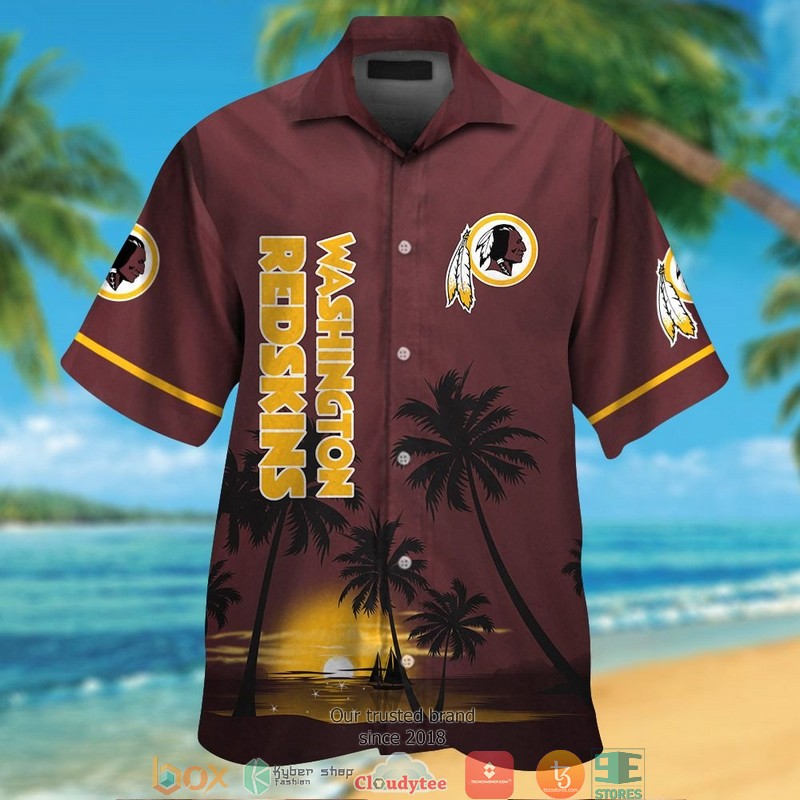 Washington Redskins coconut island night moon Hawaiian Shirt, Short