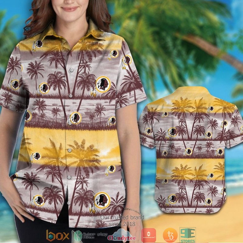 Washington Redskins coconut island yellow Hawaiian Shirt, Short