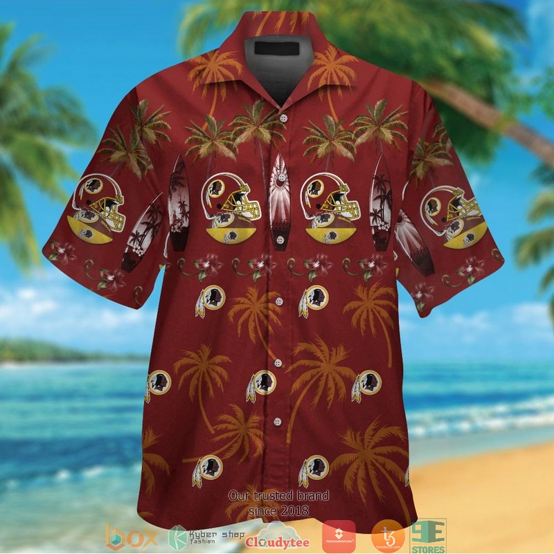 Washington Redskins coconut pattern Hawaiian Shirt, Short