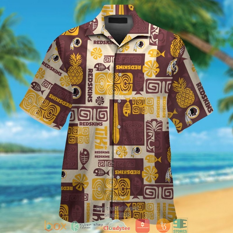 Washington Redskins coconut pattern Hawaiian Shirt, Short