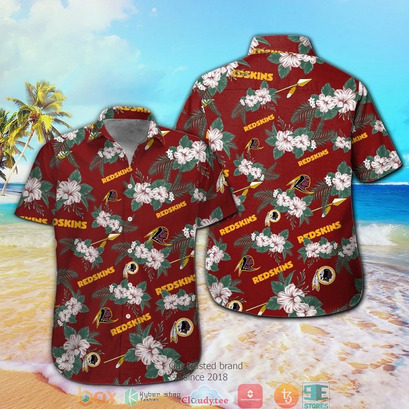 Washington Redskins Hibiscus flowers Hawaiian Shirt, Short