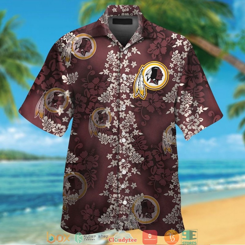 Washington Redskins hibiscus pineapple Hawaiian Shirt, Short