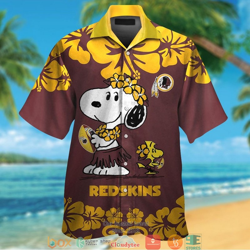 Washington Redskins Yellow Hibiscus Snoopy Hawaiian Shirt, Short