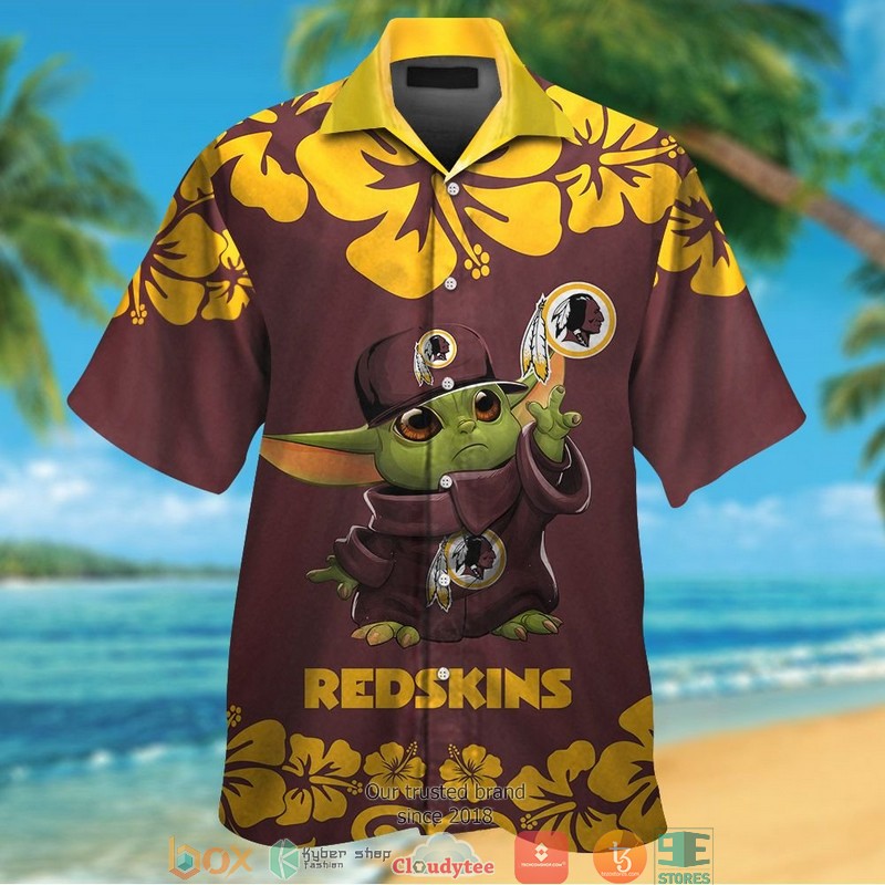 Washington Redskins small sugar skull Hawaiian Shirt, Short