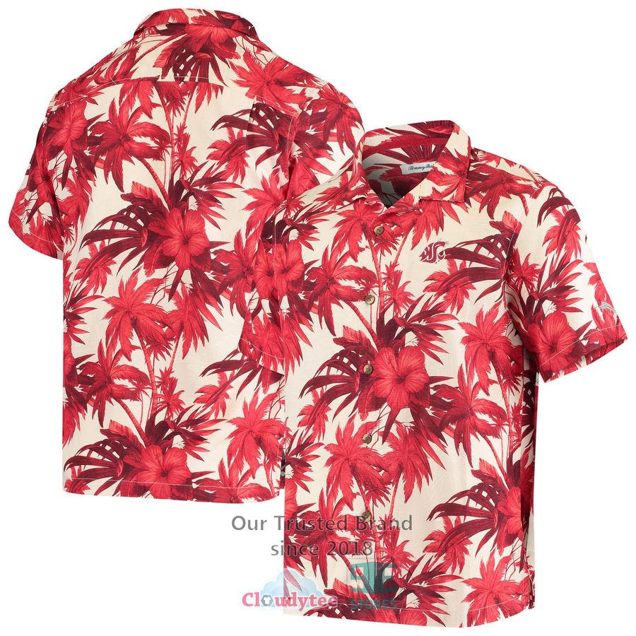 Washington State Cougars Tommy Bahama Run Like You Stole It Camp White Hawaiian Shirt