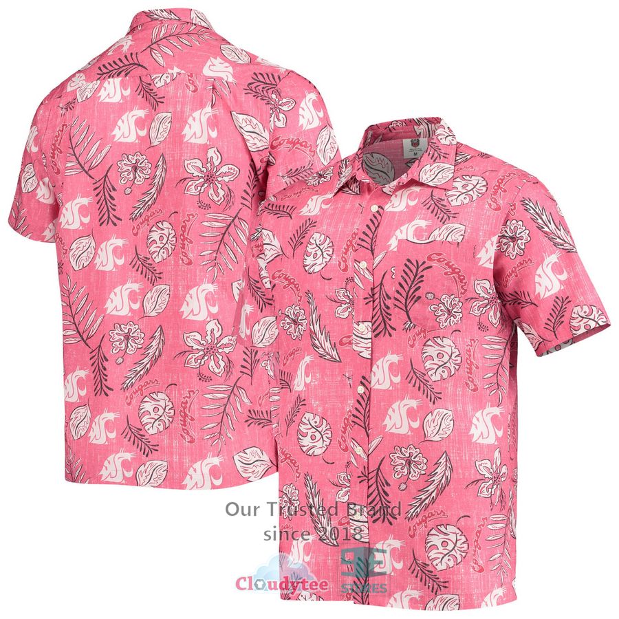 Washington State Cougars Tommy Bahama Harbor Island Hibiscus Crimson Hawaiian Shirt