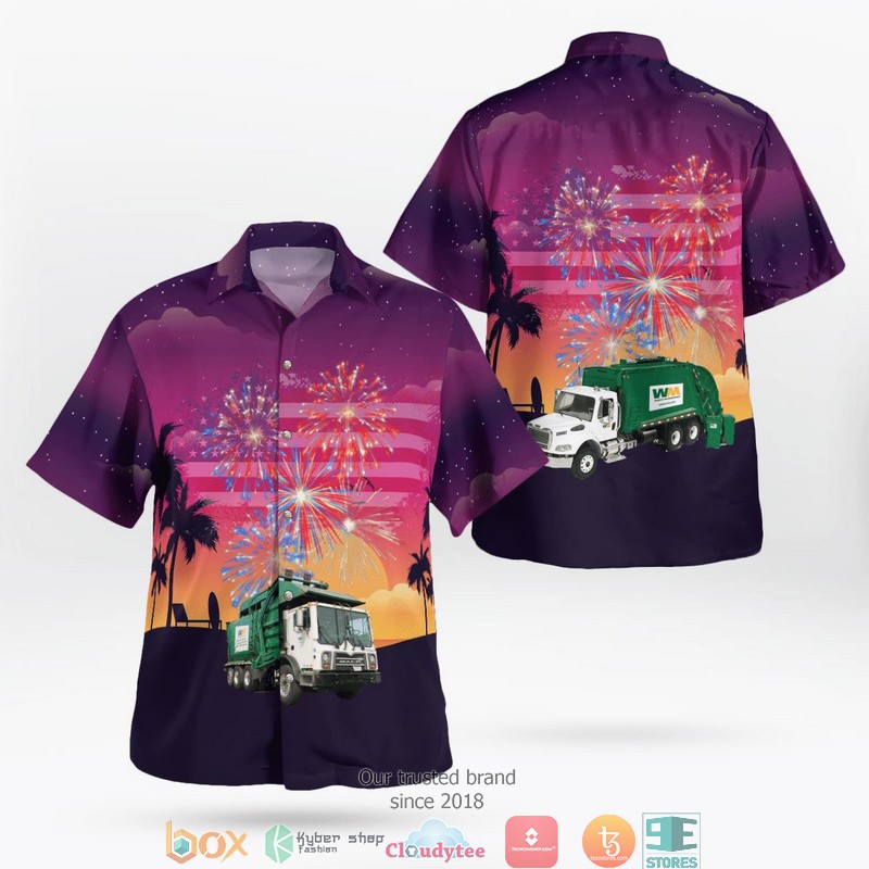 Waste Management Front Loader Garbage Truck Hawaiian Shirt