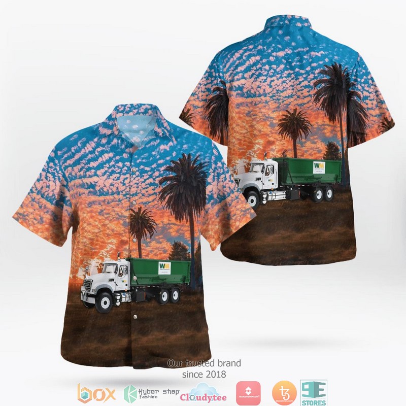 Waste Management Garbage Truck palm tree Hawaiian Shirt