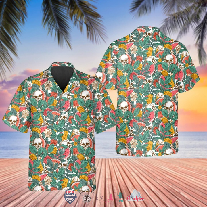 Watermelon Skull Aloha Hawaiian Shirt