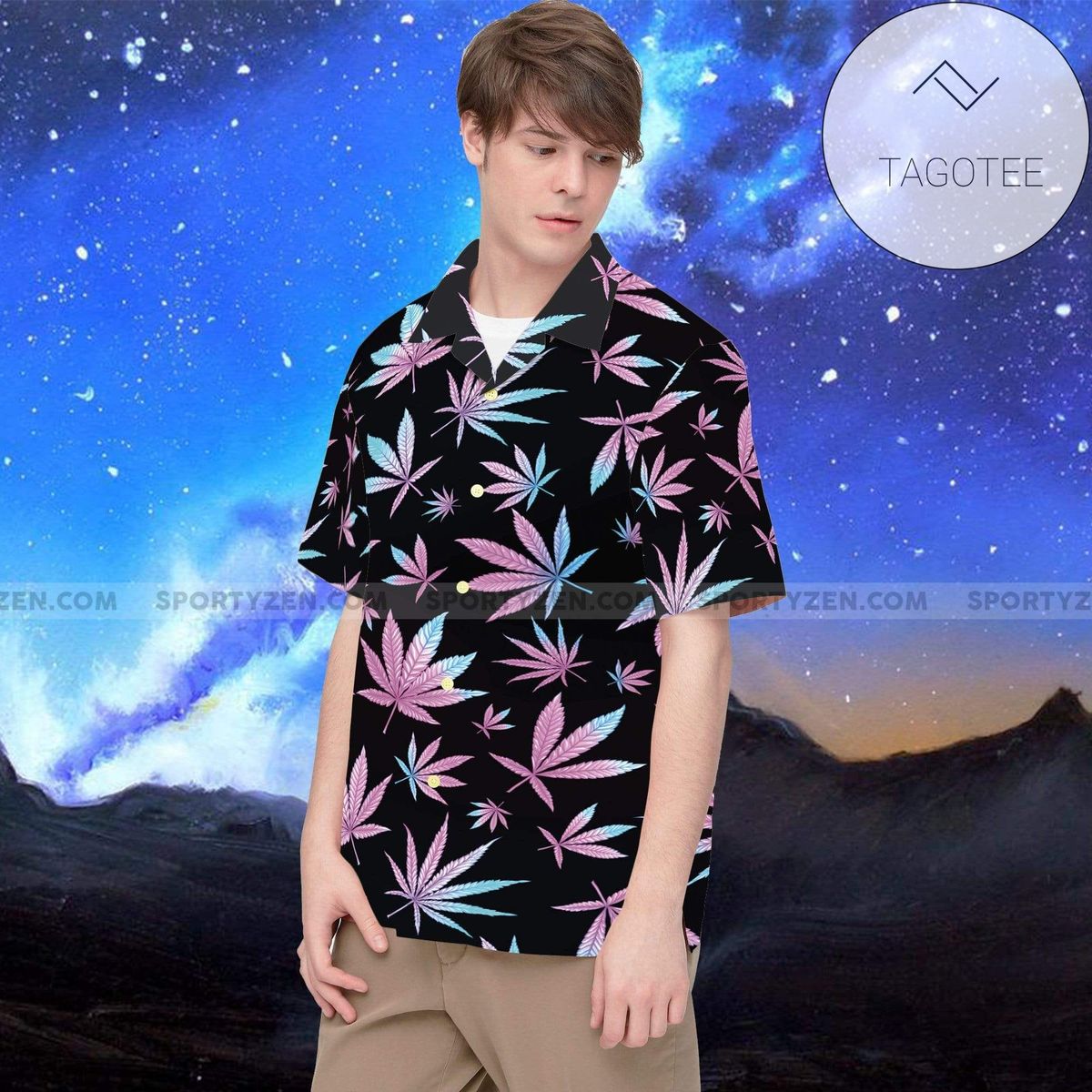 Weed Hologram 3d Hawaiian Shirt For Men With Vibrant Colors And Textures