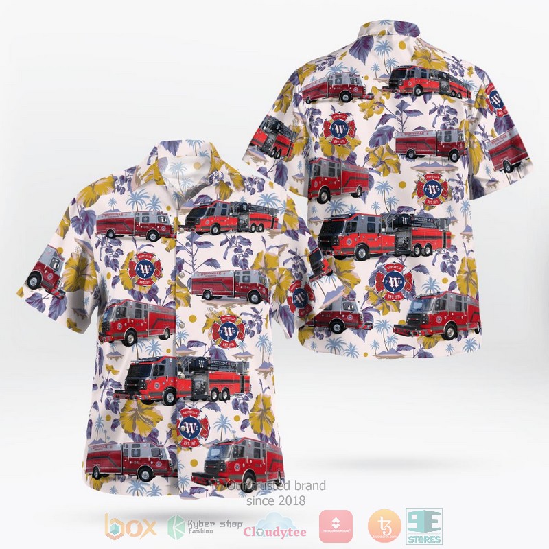 West Babylon Fire Trucks Hawaiian Shirt